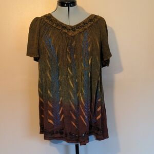 Artistic Women's Blouse in Earthy Tones